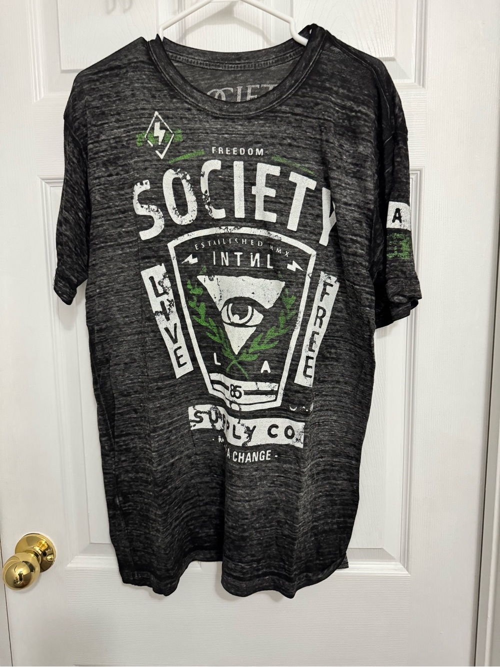 Society Y2K Black Tee with Green & White Graphic
